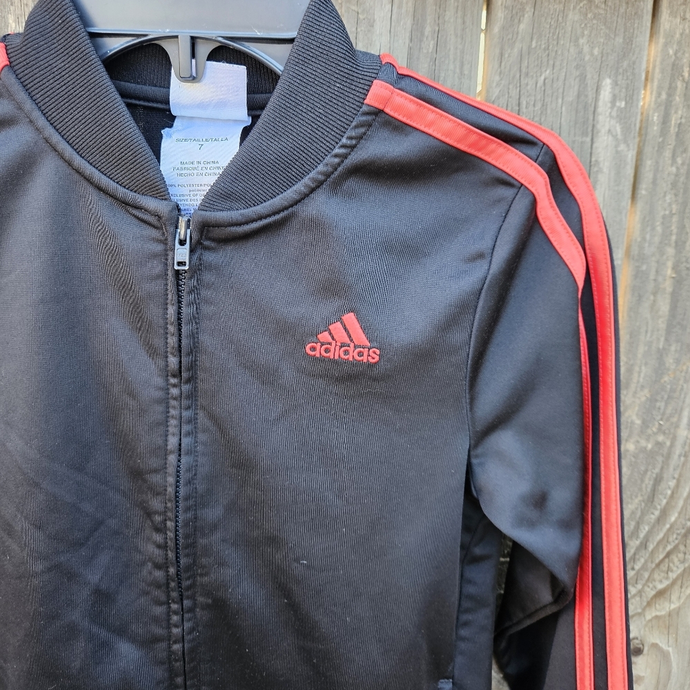 Adidas Black Jacket with Red Stripes Kids - Picture 4 of 15